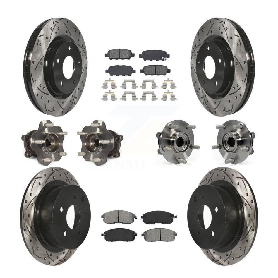 Front Rear Hub Bearings Assembly Coated Disc Brake Rotors And Semi-Metallic Pads Kit (10Pc) For Nissan Juke KBB-111091