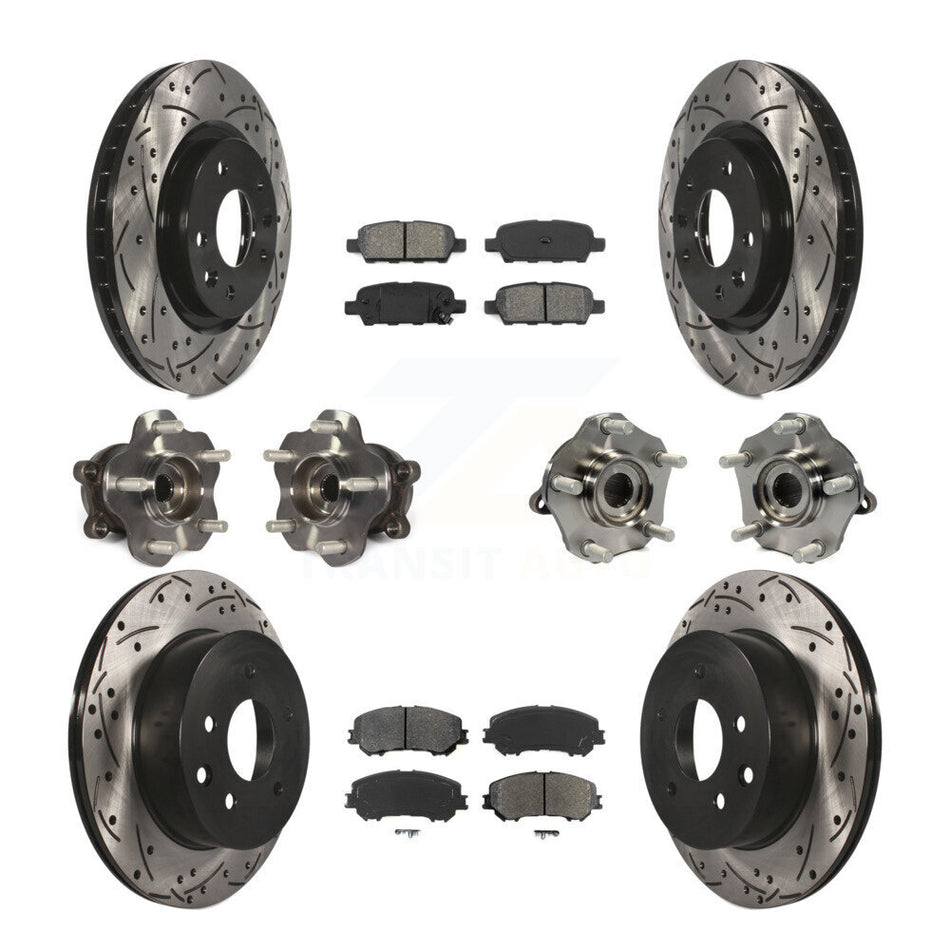 Front Rear Hub Bearings Assembly Coated Disc Brake Rotors And Semi-Metallic Pads Kit (10Pc) For Nissan Rogue Sport Qashqai KBB-111092
