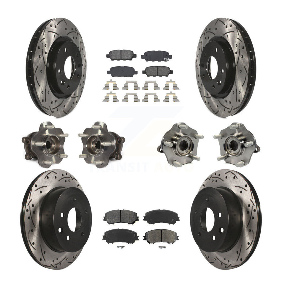 Front Rear Hub Bearings Assembly Coated Disc Brake Rotors And Semi-Metallic Pads Kit (10Pc) For Nissan Rogue Sport Qashqai KBB-111092