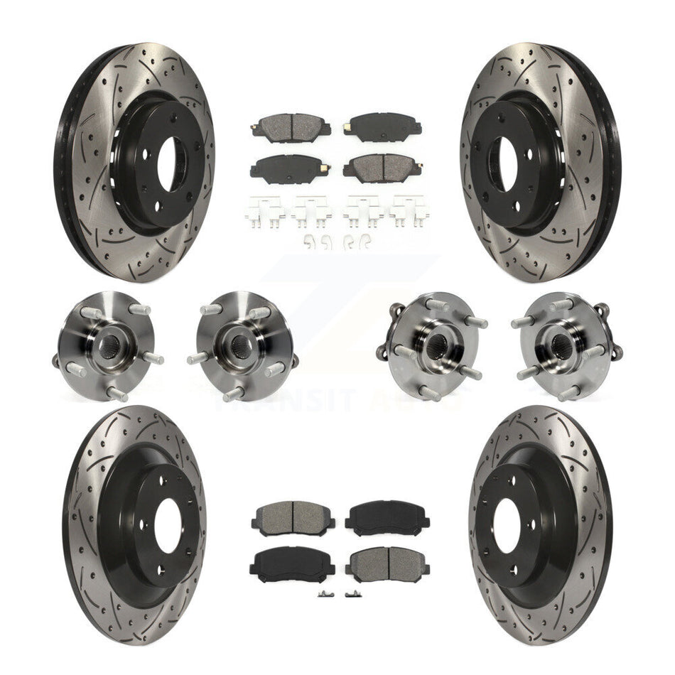 Front Rear Hub Bearings Assembly Coated Disc Brake Rotors And Semi-Metallic Pads Kit (10Pc) For Mazda CX-5 KBB-111100