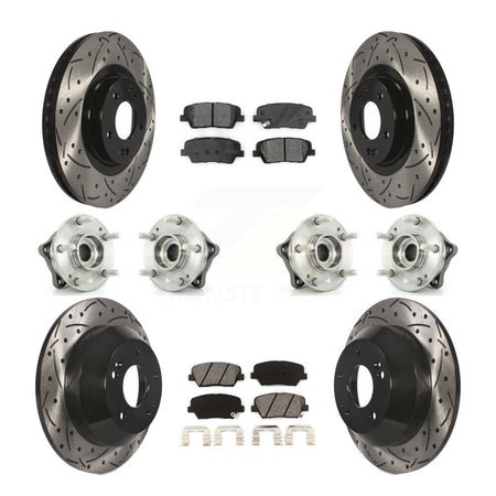 Front Rear Hub Bearing Coated Brake Rotor & Pads Kit (10Pc) For 2014-2015 Kia Sorento AWD KBB-111114