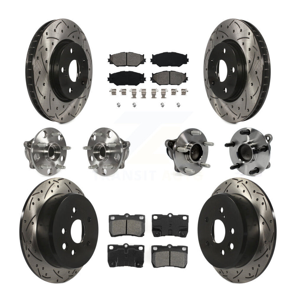Front Rear Hub Bearings Assembly Coated Disc Brake Rotors And Semi-Metallic Pads Kit (10Pc) For Lexus IS250 KBB-111125