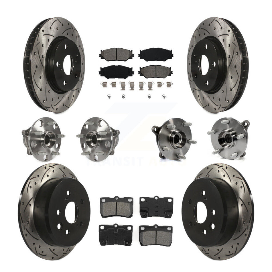 Front Rear Hub Bearings Assembly Coated Disc Brake Rotors And Semi-Metallic Pads Kit (10Pc) For Lexus IS250 KBB-111126