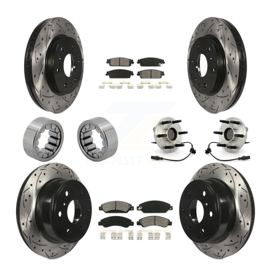 Front Rear Hub Bearing Coated Brake Rotor Pad Shoe Kit (10Pc) For Chevrolet Avalanche GMC KBB-111132