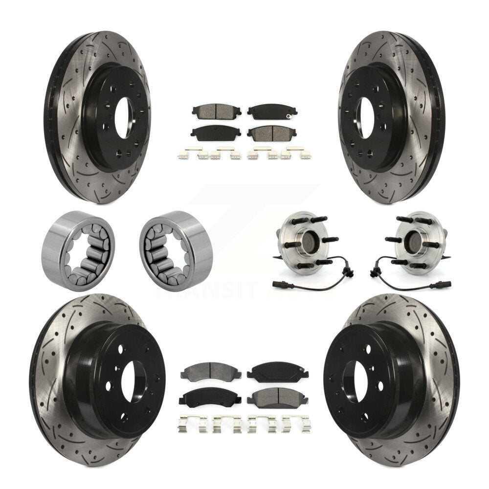 Front Rear Hub Bearing Coat Brake Rotor Pad Shoe Kit (10Pc) For Chevrolet GMC Sierra 1500 KBB-111133