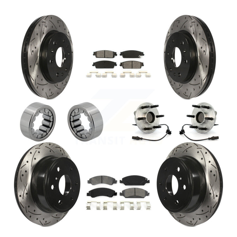 Front Rear Hub Bearing Coat Brake Rotor Pad Shoe Kit (10Pc) For Chevrolet GMC Sierra 1500 KBB-111133