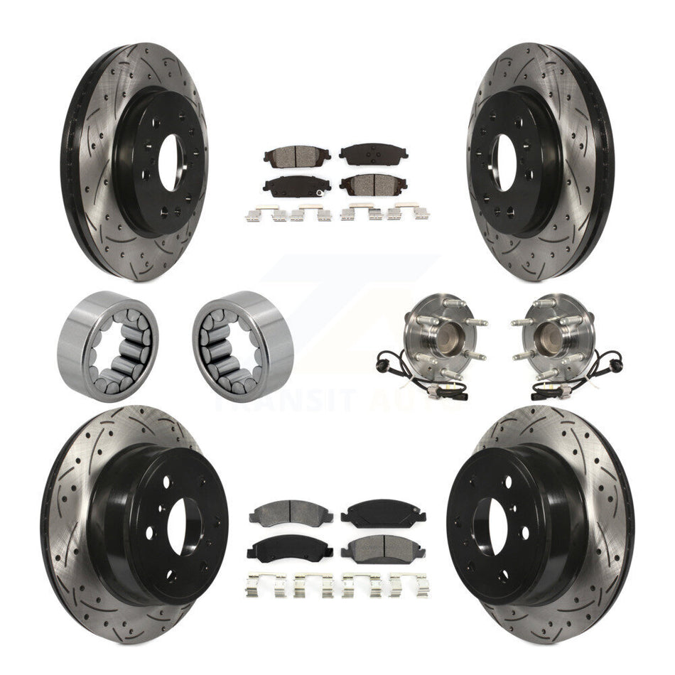 Front Rear Hub Bearing Coat Brake Rotor Pad Shoe Kit (10Pc) For GMC Sierra 1500 Chevrolet KBB-111135