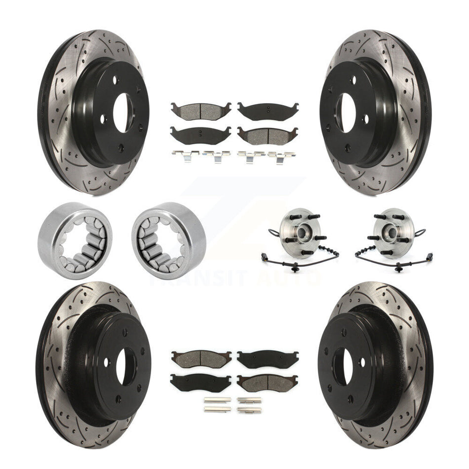 Front Rear Hub Bearing Coated Disc Brake Rotor And Pad Shoe Kit (10Pc) For Dodge Ram 1500 KBB-111157