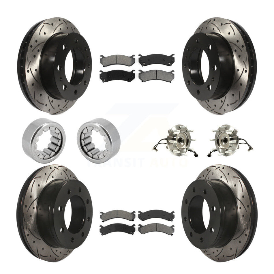 Front Rear Hub Bearing Coat Brake Rotor Pads Shoe Kit (10Pc) For Chevrolet Silverado 2500 KBB-111158
