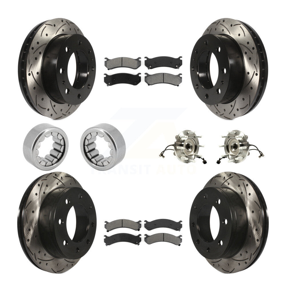 Front Rear Hub Bearing Coated Brake Rotor Pad Shoe Kit (10Pc) For GMC Chevrolet Silverado KBB-111159