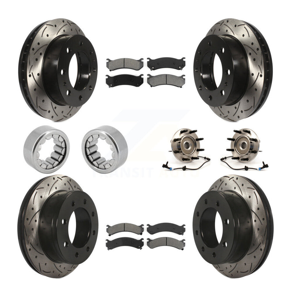 Front Rear Bearing Coated Brake Rotor Pad Shoe Kit (10Pc) For Chevrolet Silverado 2500 HD KBB-111162