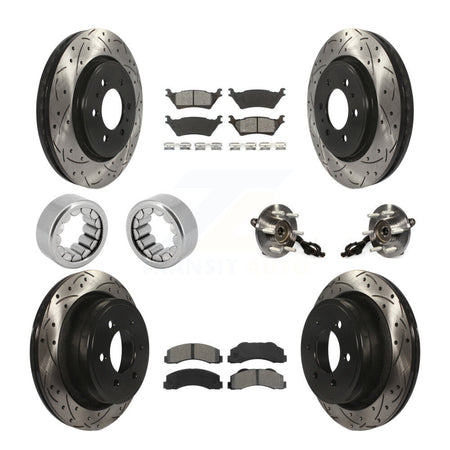 Front Rear Hub Bearings Coated Disc Brake Rotors And Pads Shoes Kit (10Pc) For Ford F-150 KBB-111183