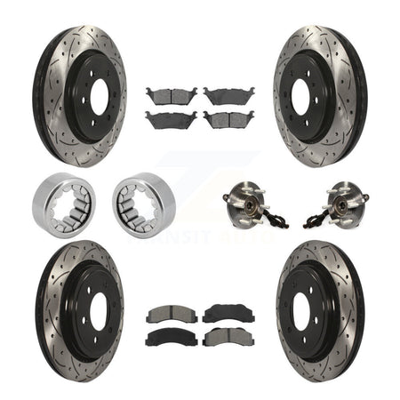 Front Rear Hub Bearings Coated Disc Brake Rotors And Pads Shoes Kit (10Pc) For Ford F-150 KBB-111184