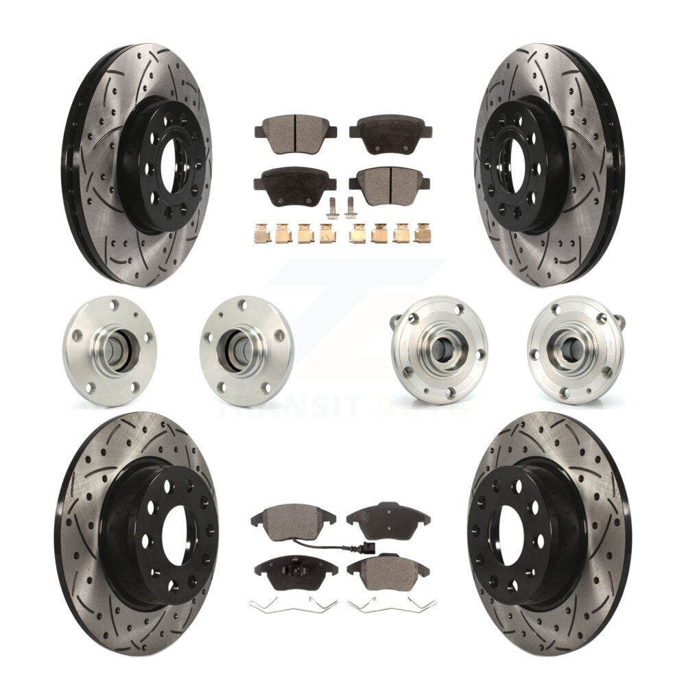Front Rear Hub Bearing Coated Disc Brake Rotors And Pads Kit (10Pc) For Volkswagen Beetle KBB-111200