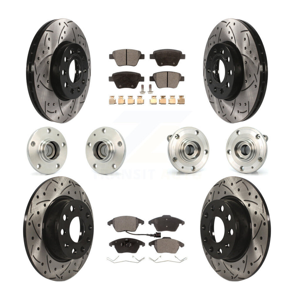 Front Rear Hub Bearing Coated Disc Brake Rotors And Pads Kit (10Pc) For Volkswagen Beetle KBB-111200