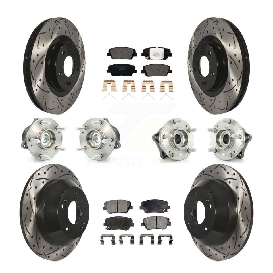 Front Rear Hub Bearing Coated Brake Rotor & Pads Kit (10Pc) For 2014-2015 Kia Sorento FWD KBB-111207
