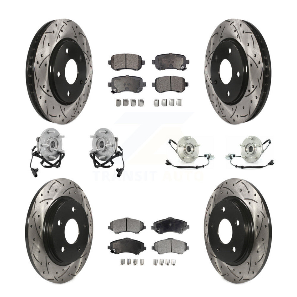 Front Rear Hub Bearings Assembly Coated Disc Brake Rotors And Ceramic Pads Kit (10Pc) For Chrysler Town & Country Dodge Grand Caravan Volkswagen Routan KBB-111228