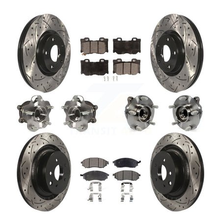 Front Rear Hub Bearing Coated Disc Brake Rotor And Ceramic Pad Kit (10Pc) For Nissan 370Z KBB-111253