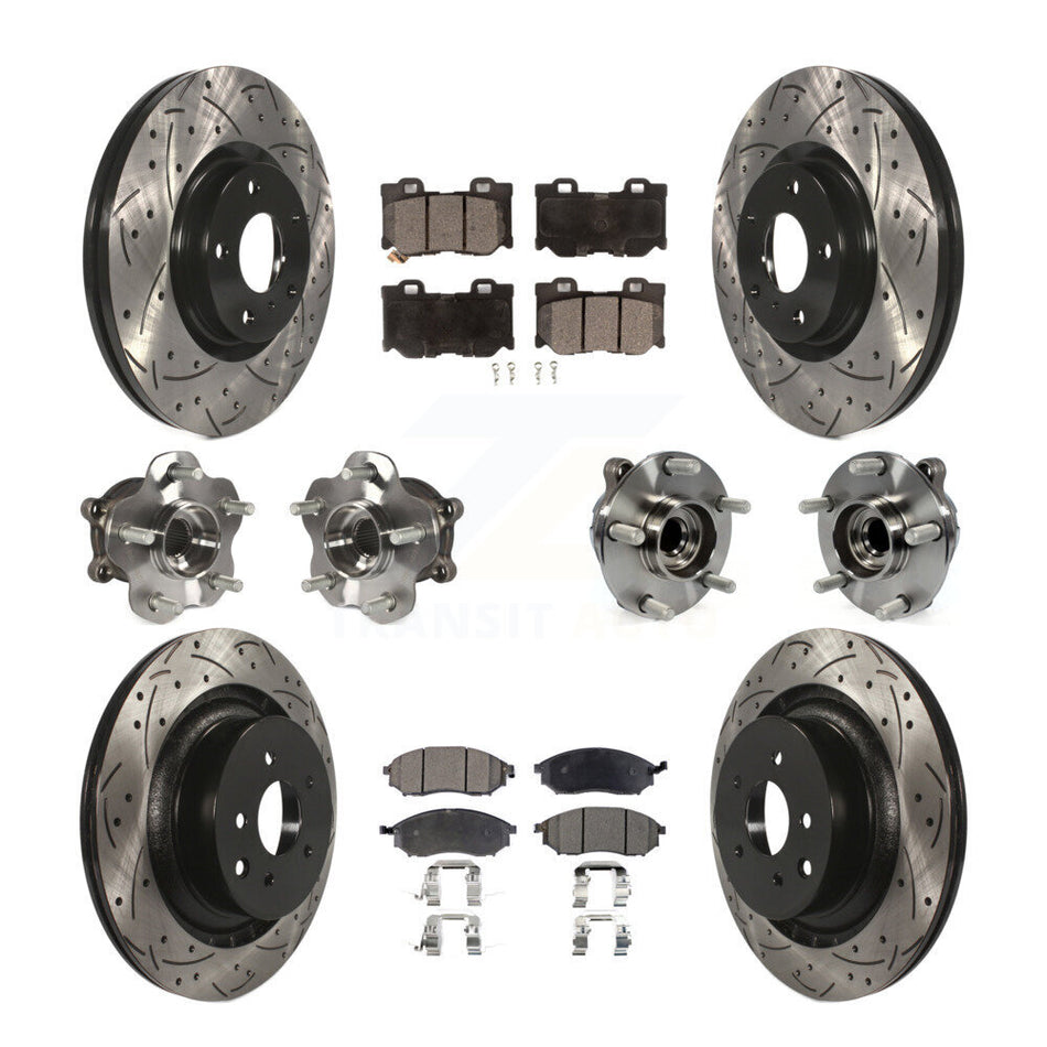 Front Rear Hub Bearing Coated Disc Brake Rotor And Ceramic Pad Kit (10Pc) For Nissan 370Z KBB-111253