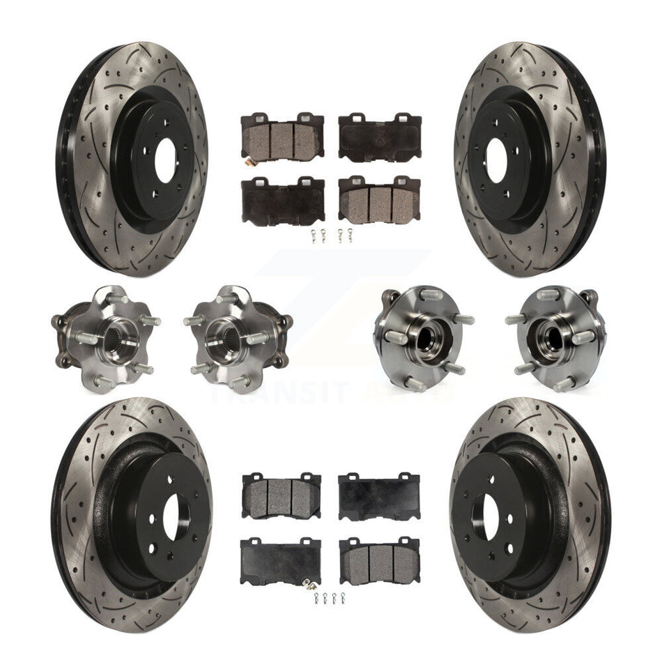 Front Rear Hub Bearings Assembly Coated Disc Brake Rotors And Ceramic Pads Kit (10Pc) For Infiniti G37 Nissan 370Z Q60 INFINITI KBB-111255