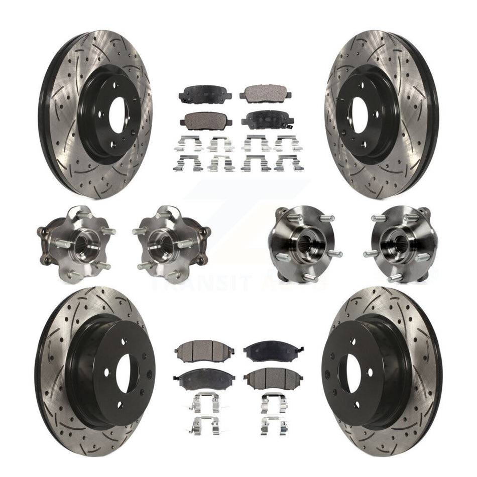 Front Rear Hub Bearing Coated Brake Rotor Pads Kit (10Pc) For INFINITI G37 EX35 QX50 EX37 KBB-111260