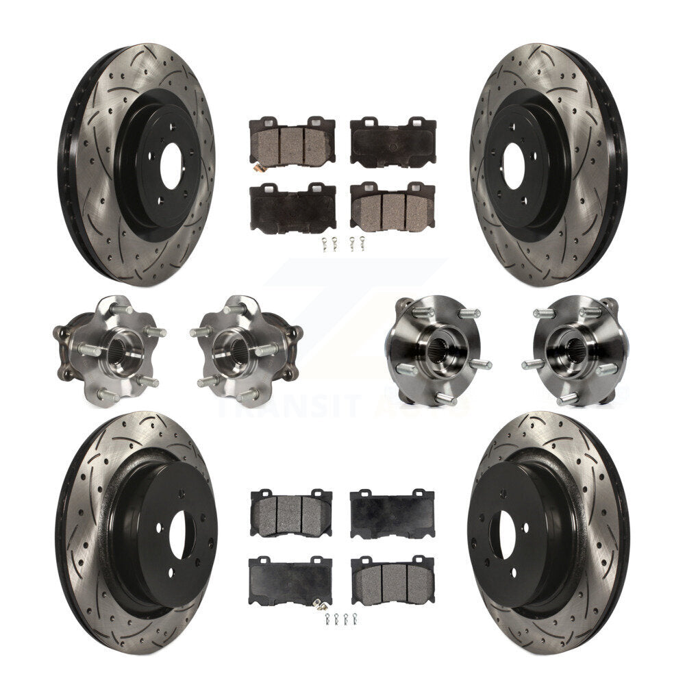 Front Rear Hub Bearings Coated Disc Brake Rotors And Pads Kit (10Pc) For INFINITI FX50 KBB-111262
