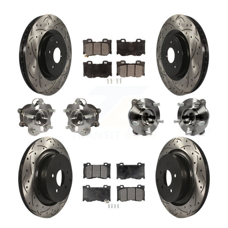 Front Rear Hub Bearings Coated Disc Brake Rotors And Pads Kit (10Pc) For INFINITI FX50 KBB-111262
