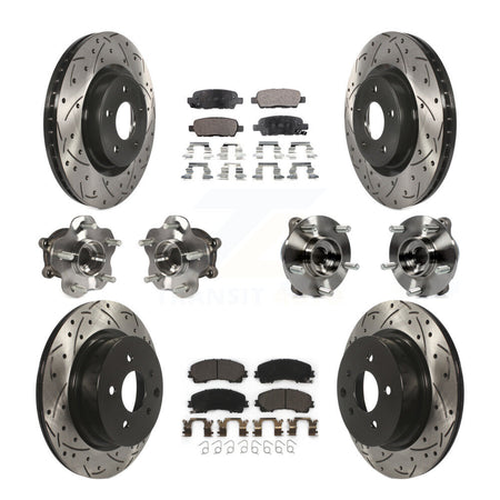 Front Rear Hub Bearing Coated Brake Rotor Pads Kit (10Pc) For 2016-2017 INFINITI QX50 AWD KBB-111264