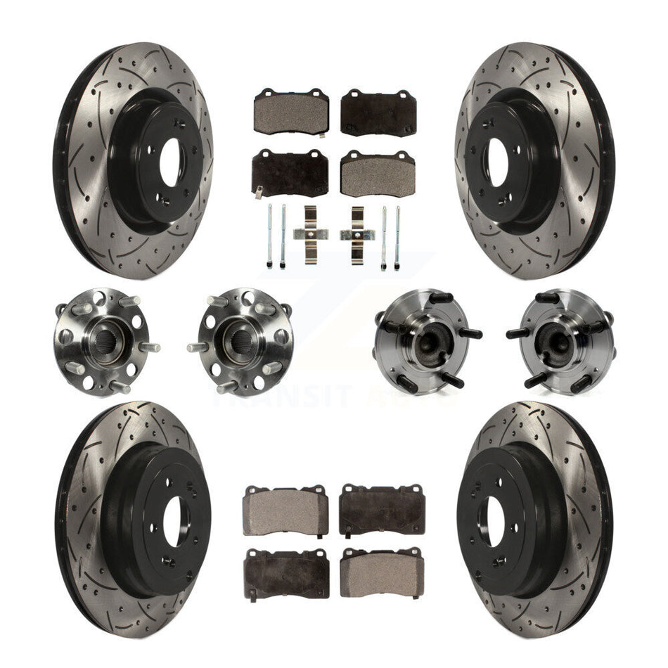 Front Rear Hub Bearings Assembly Coated Disc Brake Rotors And Ceramic Pads Kit (10Pc) For Hyundai Genesis Coupe KBB-111280