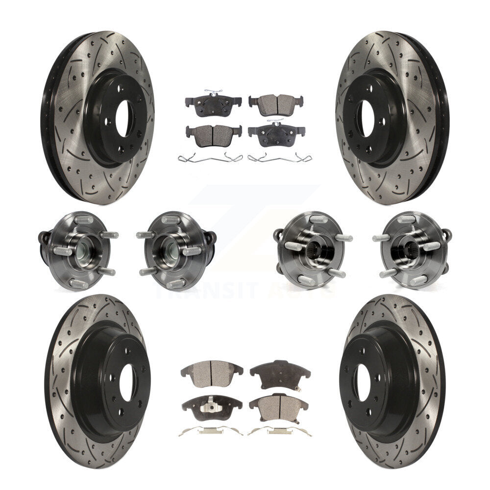 Front Rear Hub Bearing Coated Disc Brake Rotor Pad Kit (10Pc) For Ford Fusion Lincoln MKZ KBB-111292