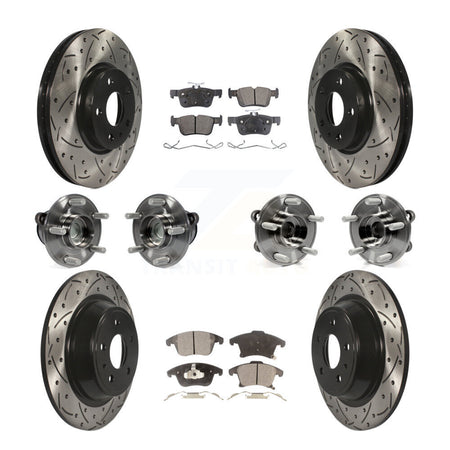 Front Rear Hub Bearing Coated Disc Brake Rotor Pad Kit (10Pc) For Ford Fusion Lincoln MKZ KBB-111292