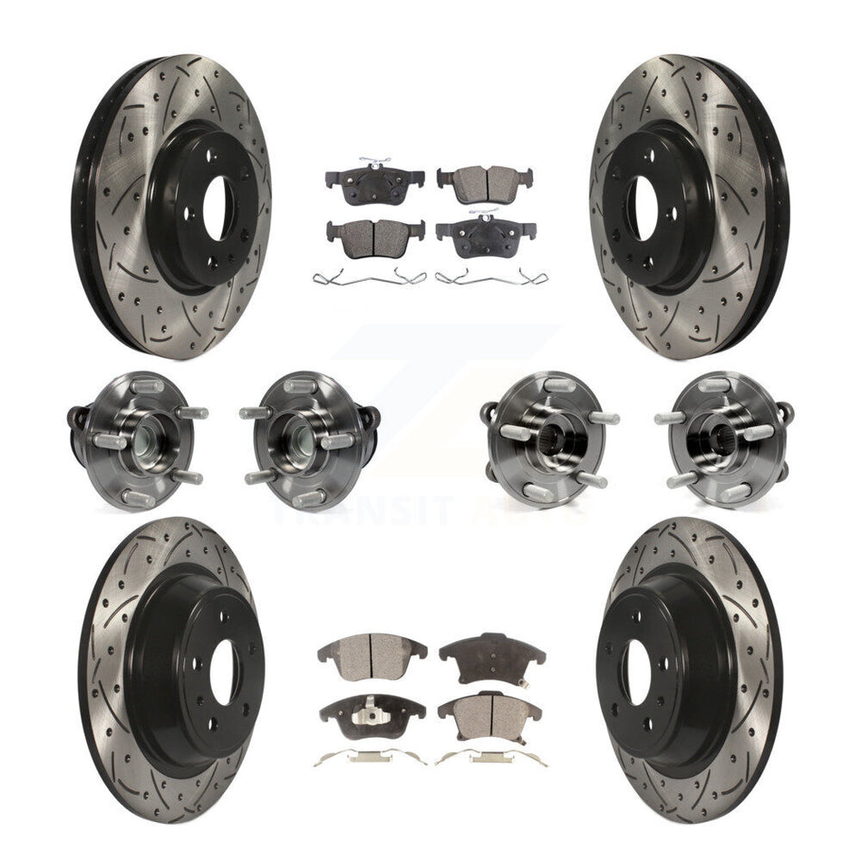 Front Rear Hub Bearing Coated Disc Brake Rotor Pad Kit (10Pc) For Ford Fusion Lincoln MKZ KBB-111292