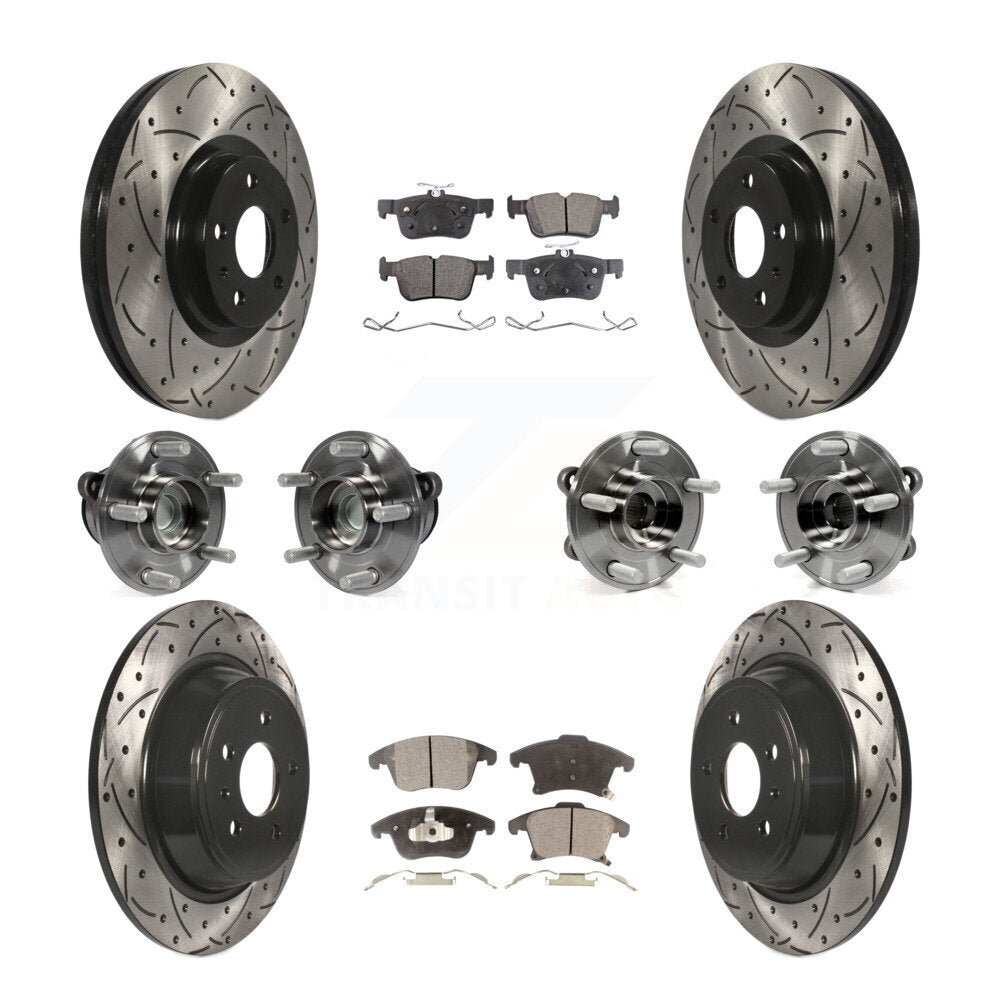 Front Rear Hub Bearing Coated Disc Brake Rotor Pad Kit (10Pc) For Ford Fusion Lincoln MKZ KBB-111293