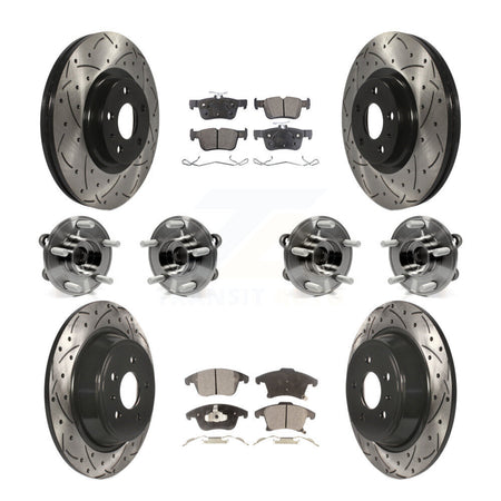 Front Rear Hub Bearing Coated Disc Brake Rotor And Ceramic Pad Kit (10Pc) For Lincoln MKZ KBB-111295