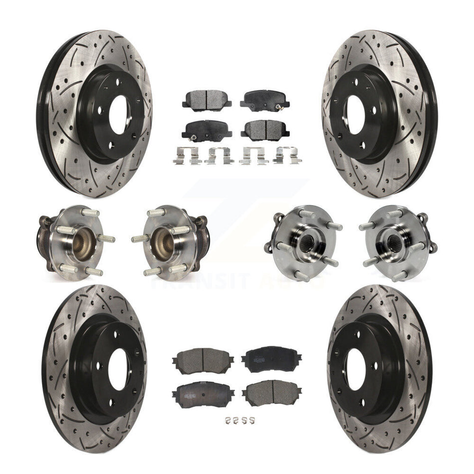 Front Rear Hub Bearings Assembly Coated Disc Brake Rotors And Ceramic Pads Kit (10Pc) For Mazda 6 KBB-111303