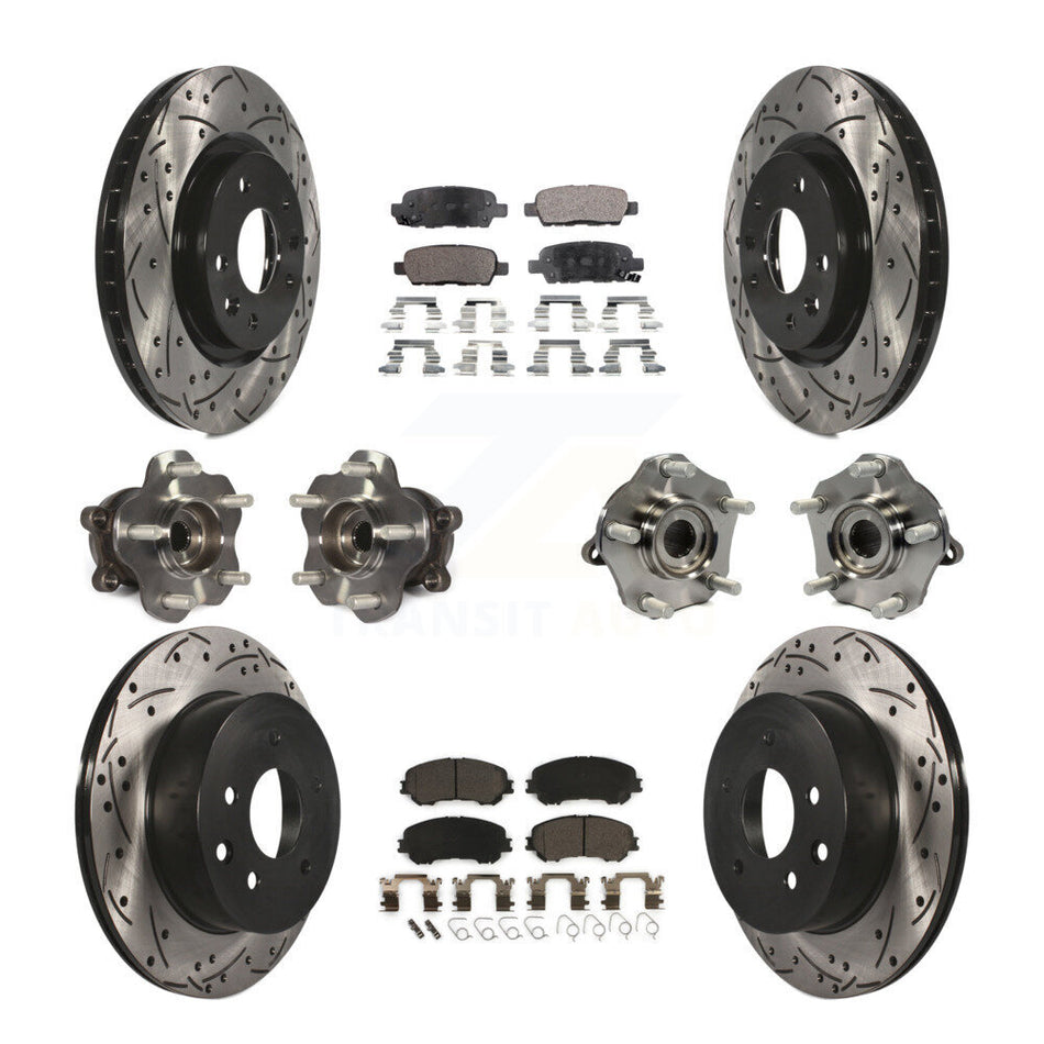 Front Rear Hub Bearings Assembly Coated Disc Brake Rotors And Ceramic Pads Kit (10Pc) For Nissan Rogue Sport Qashqai KBB-111312