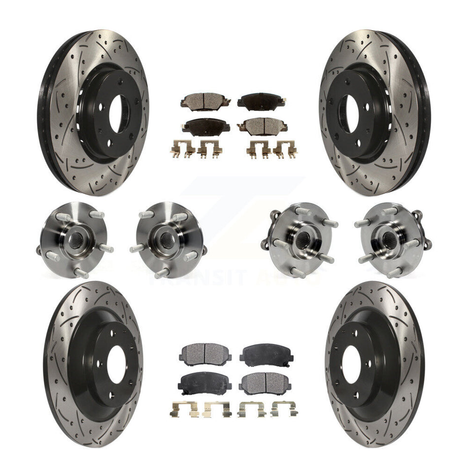 Front Rear Hub Bearings Assembly Coated Disc Brake Rotors And Ceramic Pads Kit (10Pc) For Mazda CX-5 KBB-111320