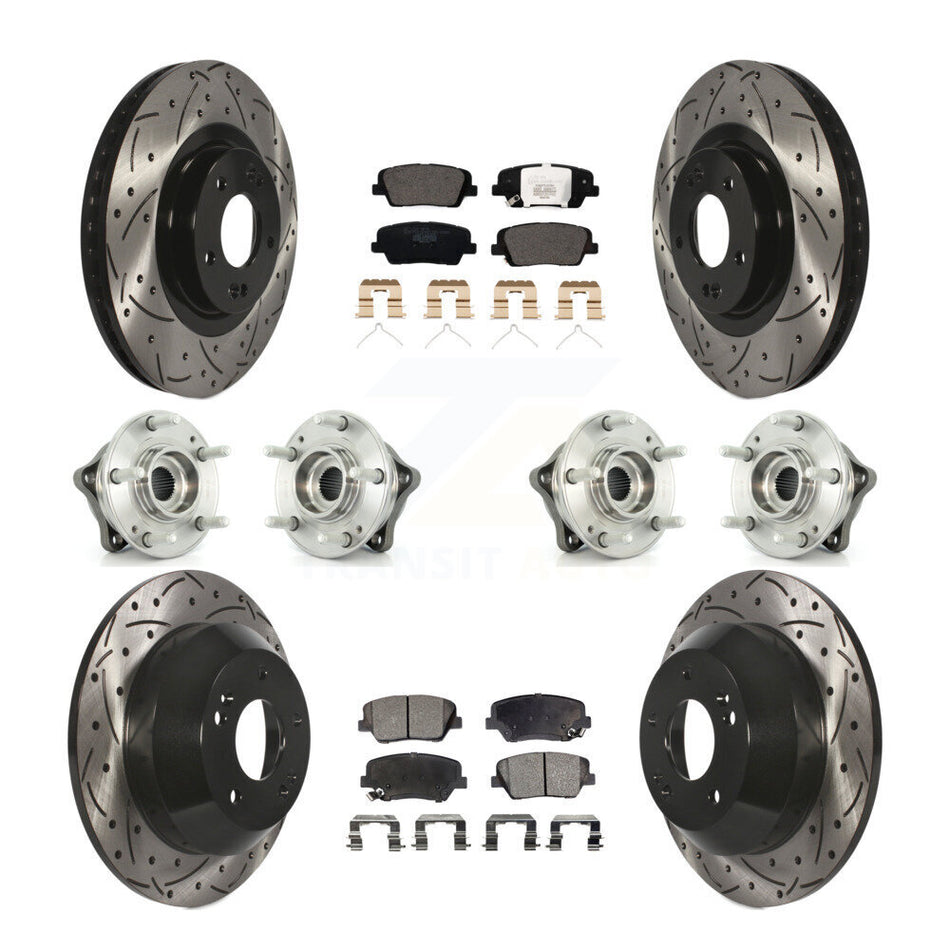 Front Rear Hub Bearing Coated Brake Rotor & Pads Kit (10Pc) For 2014-2015 Kia Sorento AWD KBB-111339