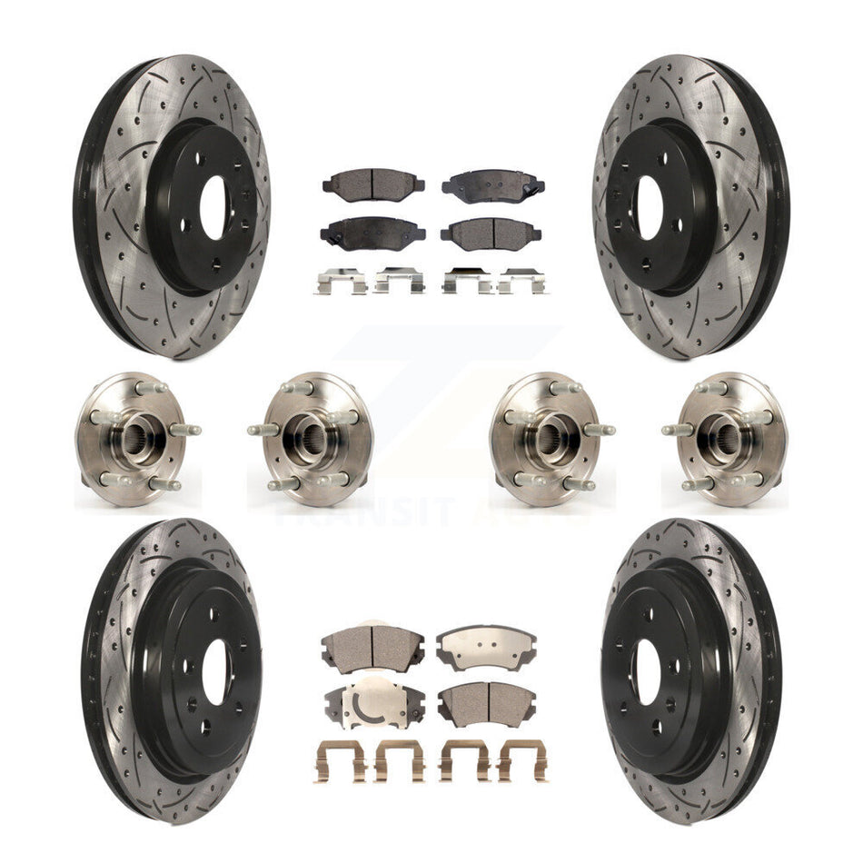 Front Rear Hub Bearings Assembly Coated Disc Brake Rotors And Ceramic Pads Kit (10Pc) For Chevrolet Camaro KBB-111347