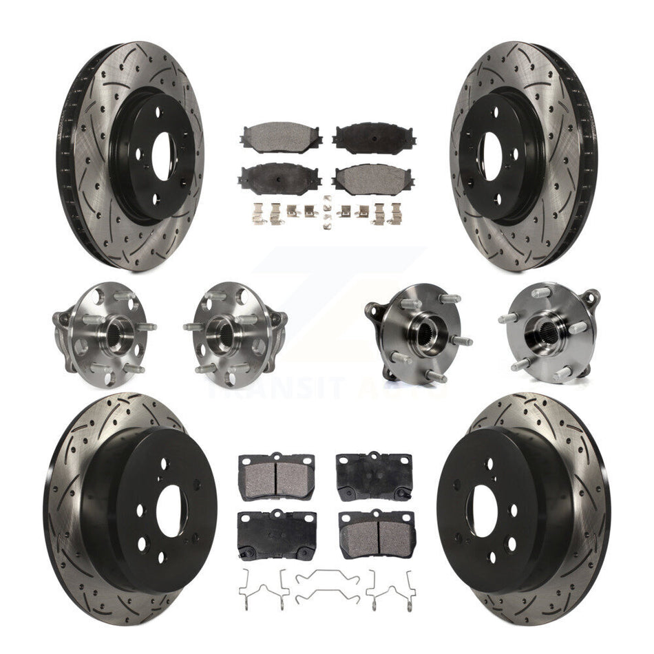 Front Rear Hub Bearings Assembly Coated Disc Brake Rotors And Ceramic Pads Kit (10Pc) For Lexus IS250 KBB-111352
