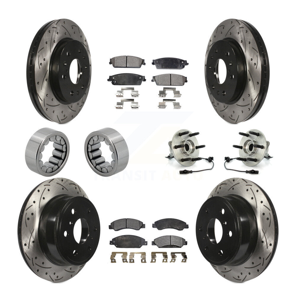 Front Rear Hub Bearing Coated Brake Rotor Pad Shoe Kit (10Pc) For Chevrolet Avalanche GMC KBB-111357