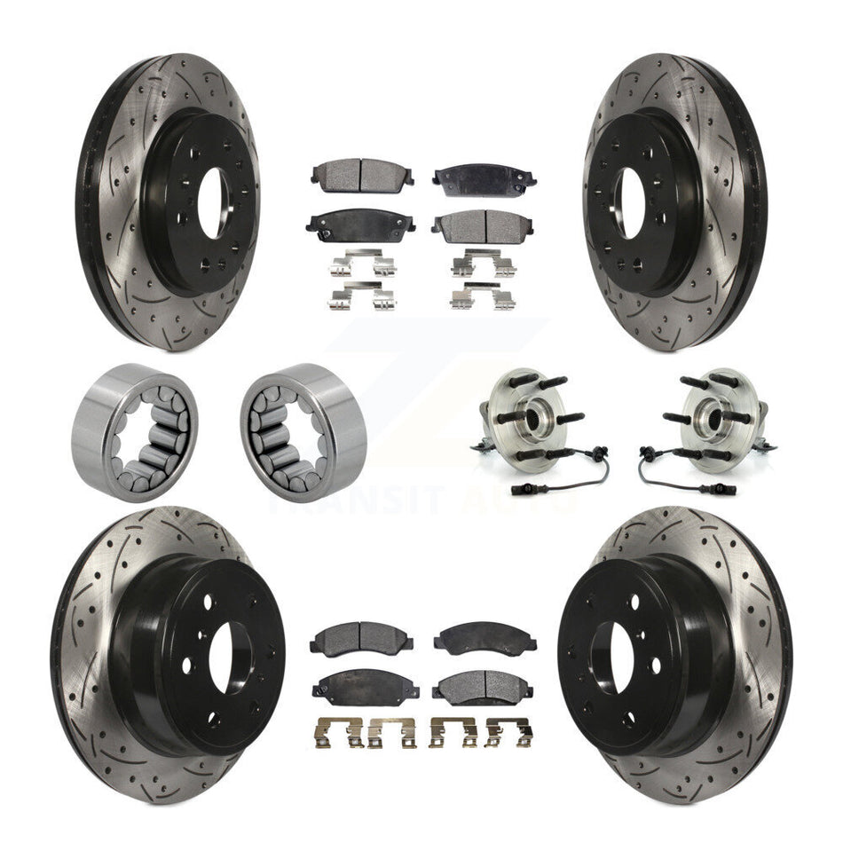 Front Rear Hub Bearing Coated Brake Rotor Pad Shoe Kit (10Pc) For Chevrolet Avalanche GMC KBB-111357