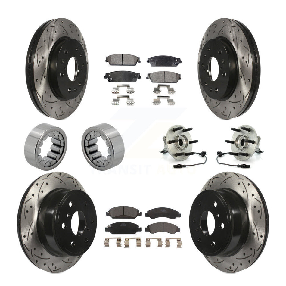 Front Rear Hub Bearing Coat Brake Rotor Pad Shoe Kit (10Pc) For Chevrolet GMC Sierra 1500 KBB-111358