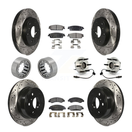 Front Rear Hub Bearing Coated Brake Rotor Pad Shoe Kit (10Pc) For Chevrolet Avalanche GMC KBB-111360