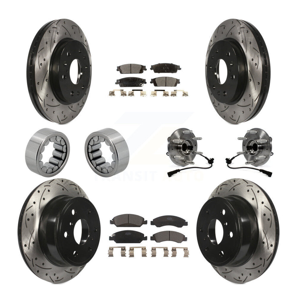 Front Rear Hub Bearing Coat Brake Rotor Pad Shoe Kit (10Pc) For GMC Sierra 1500 Chevrolet KBB-111365