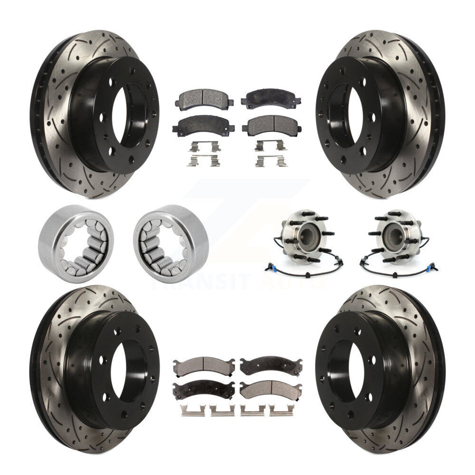 Front Rear Hub Bearing Coated Brake Rotor Pads Shoe Kit (10Pc) For Chevrolet Express 2500 KBB-111383