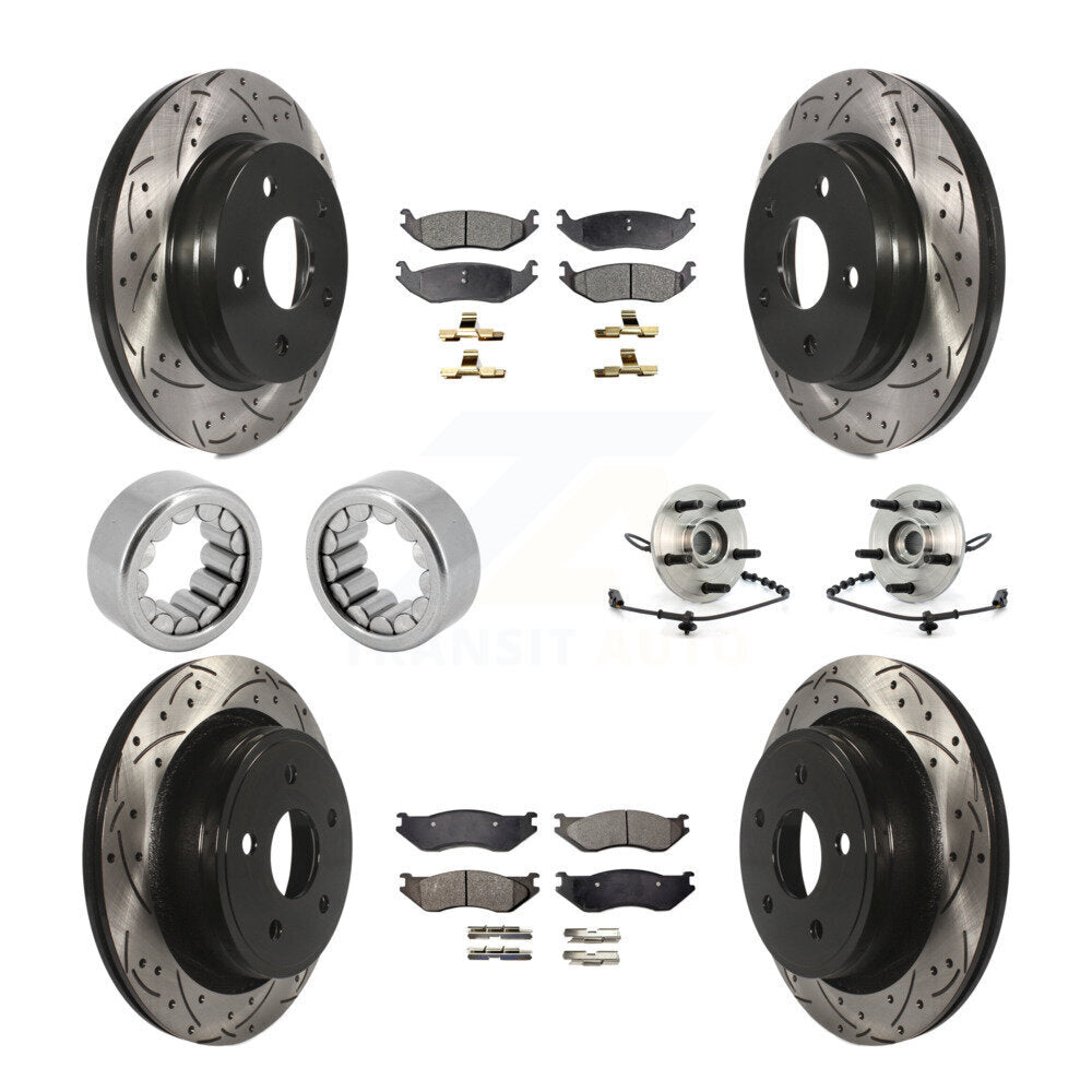 Front Rear Hub Bearing Coated Disc Brake Rotor And Pad Shoe Kit (10Pc) For Dodge Ram 1500 KBB-111386