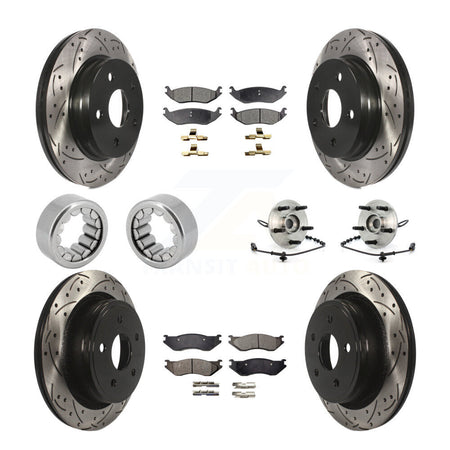 Front Rear Hub Bearing Coated Disc Brake Rotor And Pad Shoe Kit (10Pc) For Dodge Ram 1500 KBB-111386