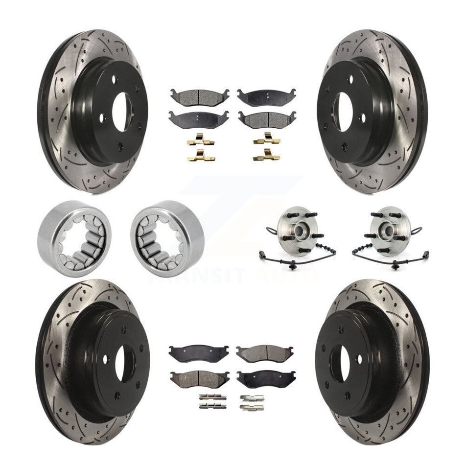 Front Rear Hub Bearing Coated Disc Brake Rotor And Pad Shoe Kit (10Pc) For Dodge Ram 1500 KBB-111386