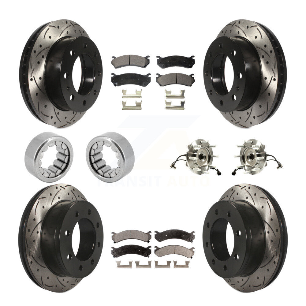 Front Rear Hub Bearing Coat Brake Rotor Pads Shoe Kit (10Pc) For Chevrolet Silverado 2500 KBB-111387